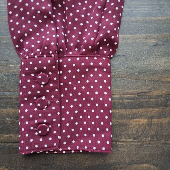 Lands End Burgandy Polka Dot Neck Tie Shift Dress Womens Sz O Fall Transitional - Picture 8 of 10